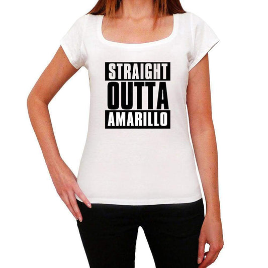 Straight Outta Amarillo Womens Short Sleeve Round Neck T-Shirt 00026 - White / Xs - Casual
