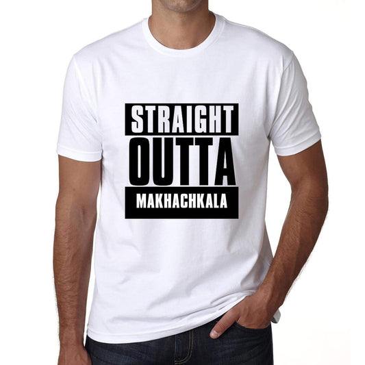 Straight Outta Makhachkala Mens Short Sleeve Round Neck T-Shirt 00027 - White / S - Casual
