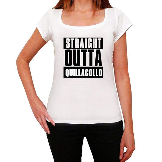 Straight Outta Quillacollo Womens Short Sleeve Round Neck T-Shirt 00026 - White / Xs - Casual