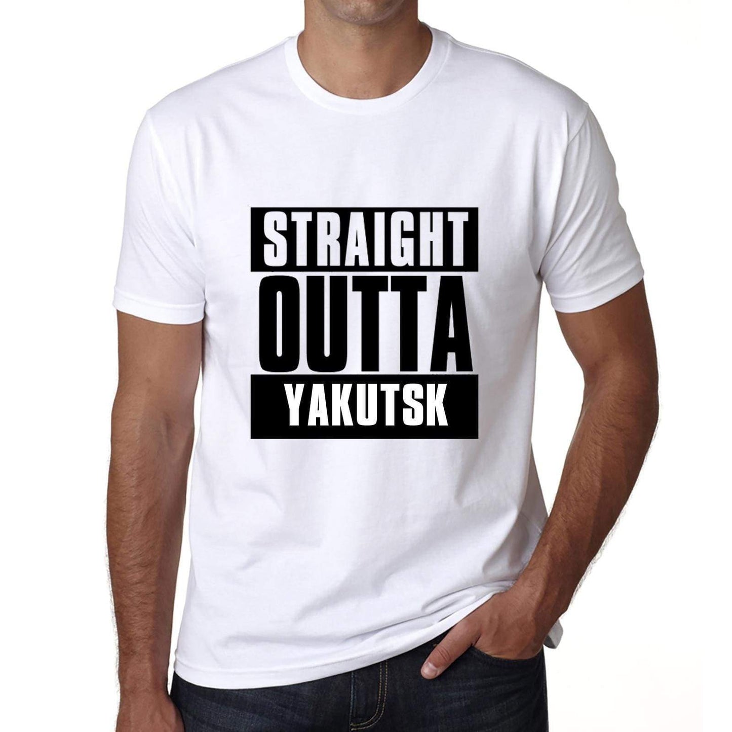 Straight Outta Yakutsk Mens Short Sleeve Round Neck T-Shirt 00027 - White / S - Casual
