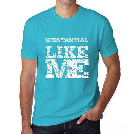 Substantial Like Me Blue Mens Short Sleeve Round Neck T-Shirt - Blue / S - Casual