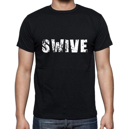 Swive Mens Short Sleeve Round Neck T-Shirt 5 Letters Black Word 00006 - Casual