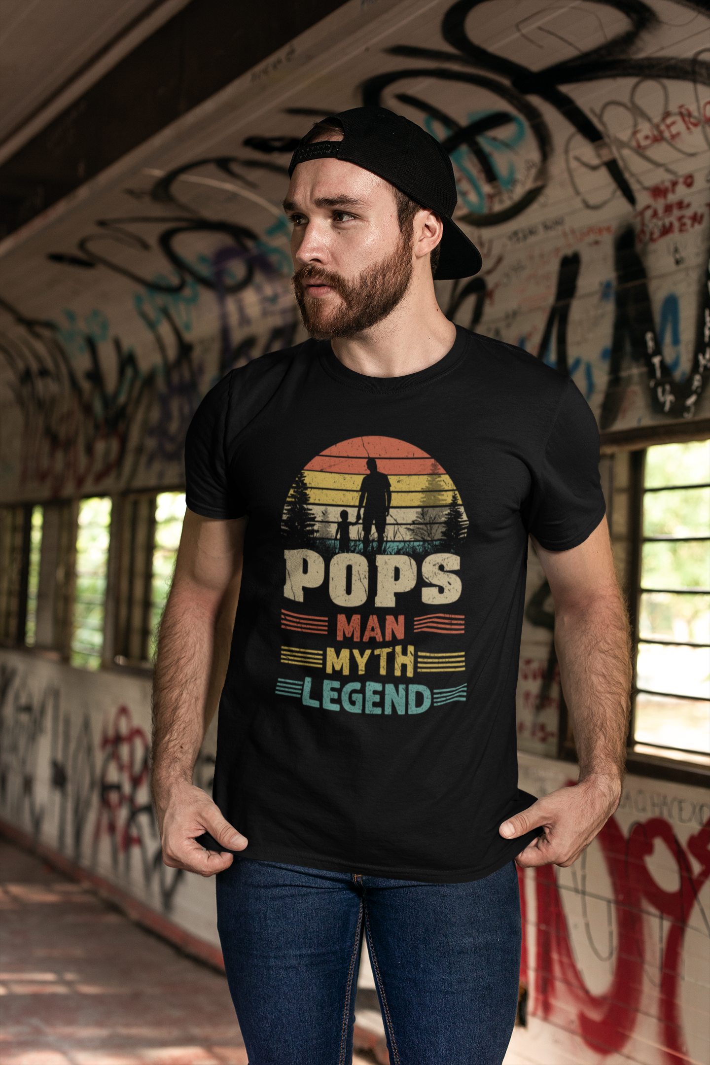ULTRABASIC Men's Graphic T-Shirt Pops Man Myth Legend - Funny Vintage Shirt
