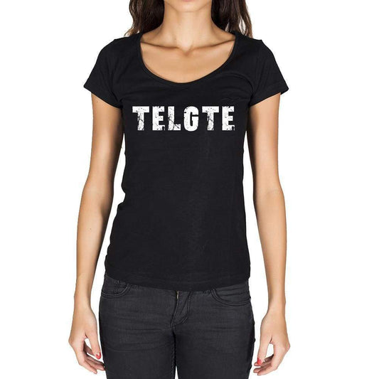 Telgte German Cities Black Womens Short Sleeve Round Neck T-Shirt 00002 - Casual