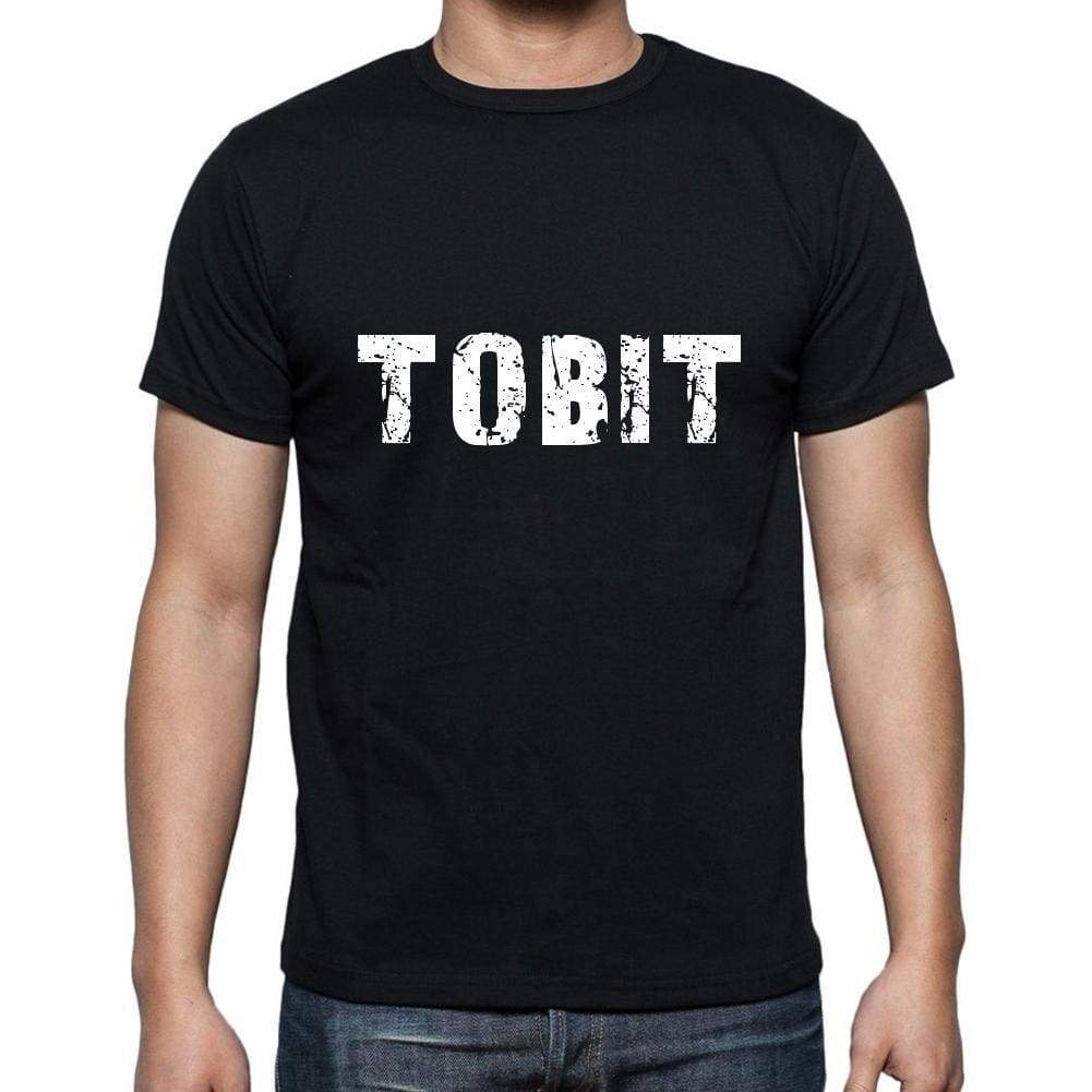Tobit Mens Short Sleeve Round Neck T-Shirt 5 Letters Black Word 00006 - Casual