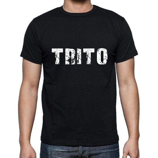 Trito Mens Short Sleeve Round Neck T-Shirt 5 Letters Black Word 00006 - Casual