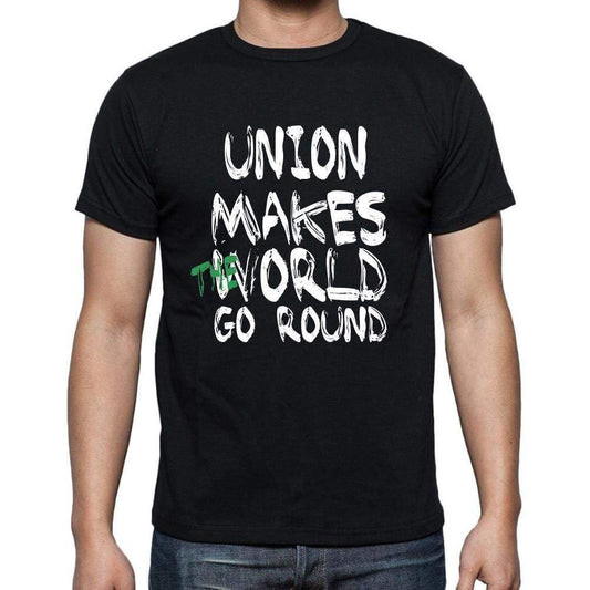 Union World Goes Arround Mens Short Sleeve Round Neck T-Shirt 00082 - Black / S - Casual
