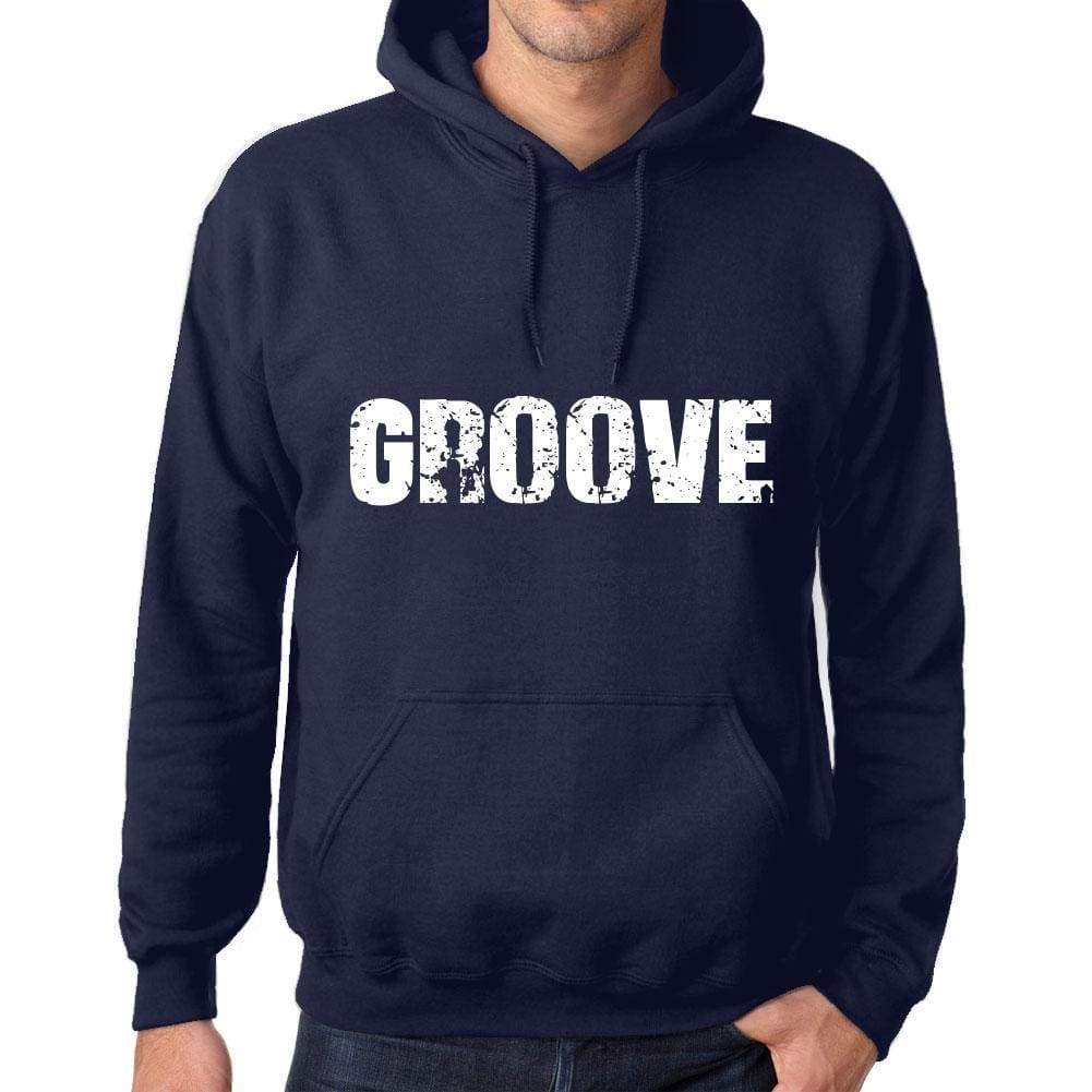 Unisex Printed Graphic Cotton Hoodie Popular Words Groove French Navy - French Navy / Xs / Cotton - Hoodies