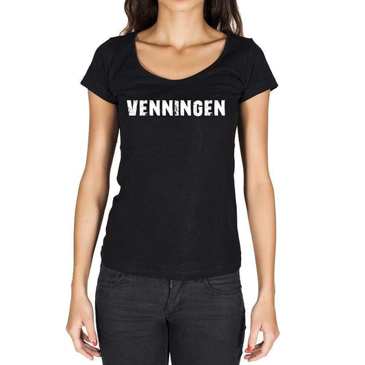 Venningen German Cities Black Womens Short Sleeve Round Neck T-Shirt 00002 - Casual