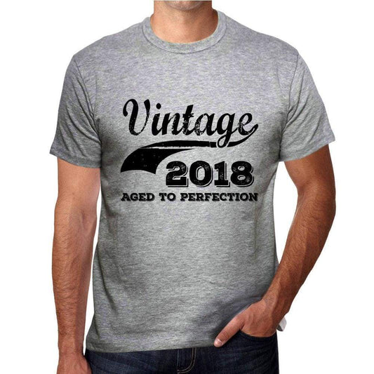 Vintage Aged To Perfection 2018 Grey Mens Short Sleeve Round Neck T-Shirt Gift T-Shirt 00346 - Grey / S - Casual