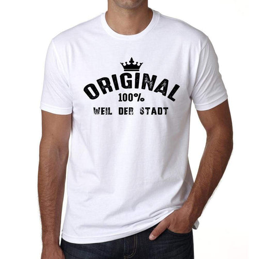 Weil Der Stadt 100% German City White Mens Short Sleeve Round Neck T-Shirt 00001 - Casual