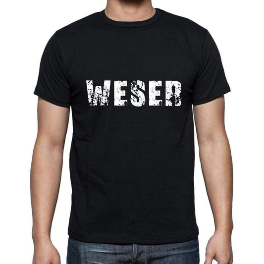 Weser Mens Short Sleeve Round Neck T-Shirt 5 Letters Black Word 00006 - Casual
