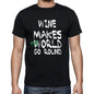 Wine World Goes Arround Mens Short Sleeve Round Neck T-Shirt 00082 - Black / S - Casual
