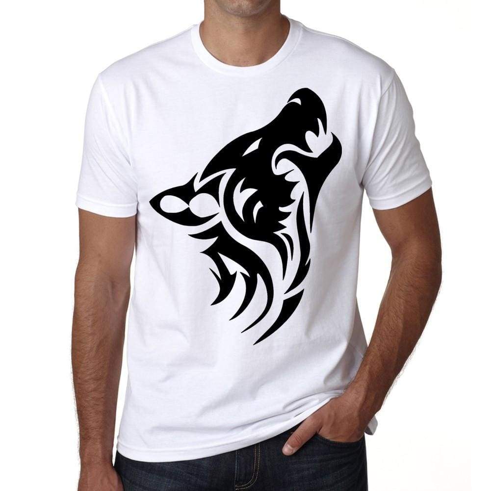 Wolf Tribal Tattoo Mens White Tee 100% Cotton 00162