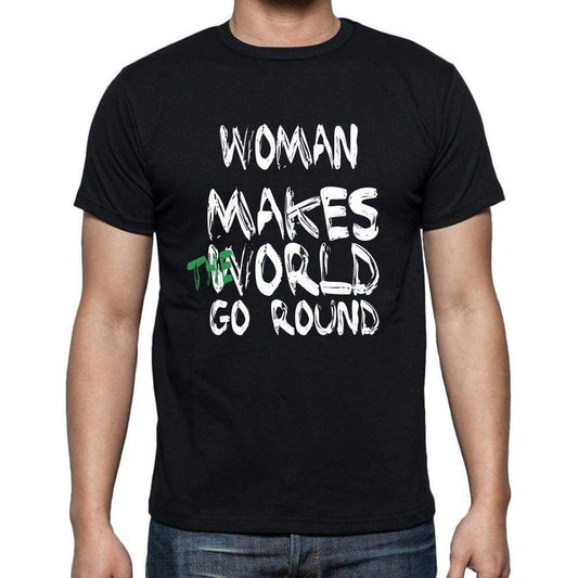 Woman World Goes Arround Mens Short Sleeve Round Neck T-Shirt 00082 - Black / S - Casual